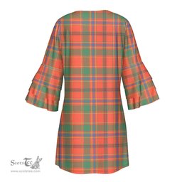 Scottish Munro Ancient Tartan Womens Stacked Ruffle Sleeve Tartan Dress