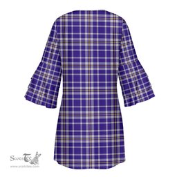 Scottish Ochterlony Tartan Womens Stacked Ruffle Sleeve Tartan Dress
