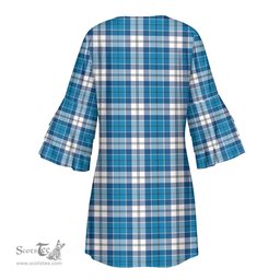 Scottish Roberton Tartan Womens Stacked Ruffle Sleeve Tartan Dress