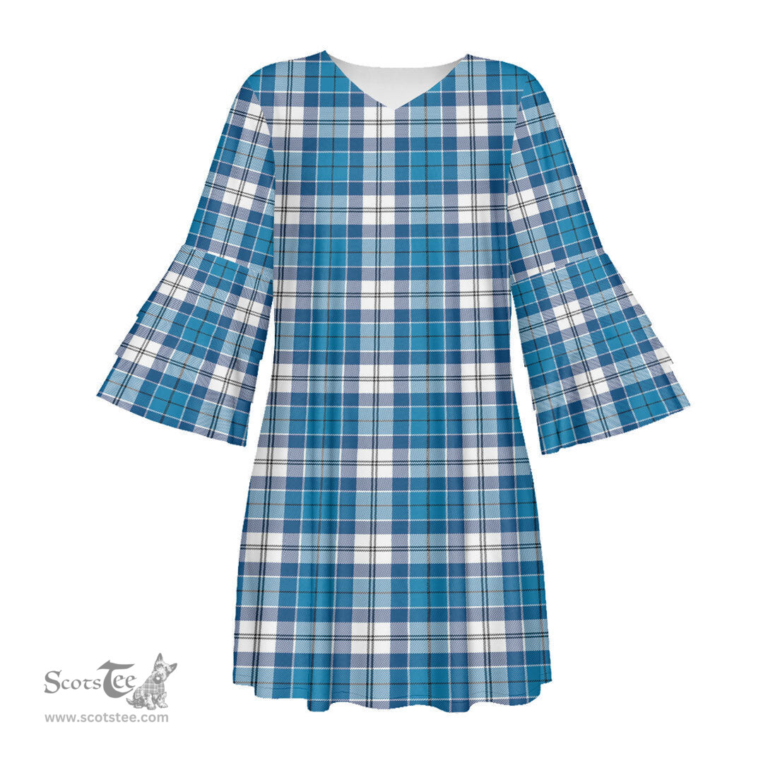 Scottish Roberton Tartan Womens Stacked Ruffle Sleeve Tartan Dress