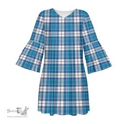 Scottish Roberton Tartan Womens Stacked Ruffle Sleeve Tartan Dress