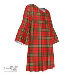 Scottish SCOTT MODERN Tartan Womens Stacked Ruffle Sleeve Tartan Dress