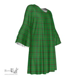 Scottish Tribe of Mar Tartan Womens Stacked Ruffle Sleeve Tartan Dress