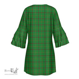 Scottish Tribe of Mar Tartan Womens Stacked Ruffle Sleeve Tartan Dress