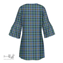 Scottish Weir Ancient Tartan Womens Stacked Ruffle Sleeve Tartan Dress