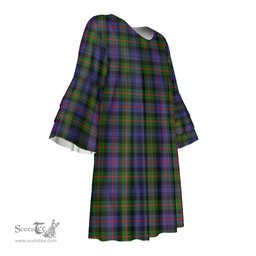 Scottish Murray of Atholl Modern Tartan Womens Stacked Ruffle Sleeve Tartan Dress