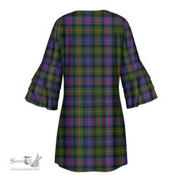 Scottish Murray of Atholl Modern Tartan Womens Stacked Ruffle Sleeve Tartan Dress