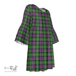 Scottish Selkirk Tartan Womens Stacked Ruffle Sleeve Tartan Dress