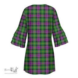 Scottish Selkirk Tartan Womens Stacked Ruffle Sleeve Tartan Dress