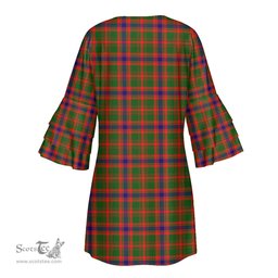 Scottish Nithsdale District Tartan Womens Stacked Ruffle Sleeve Tartan Dress