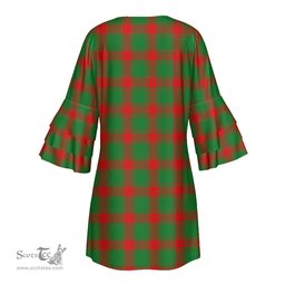 Scottish Middleton Modern Clan Tartan Crest Womens Stacked Ruffle Sleeve Tartan Dress