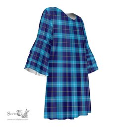 Scottish McKerrell Tartan Womens Stacked Ruffle Sleeve Tartan Dress