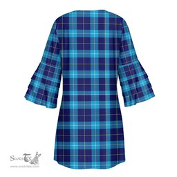 Scottish McKerrell Tartan Womens Stacked Ruffle Sleeve Tartan Dress