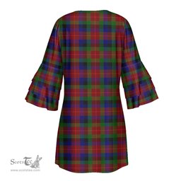 Scottish Tennant Tartan Womens Stacked Ruffle Sleeve Tartan Dress
