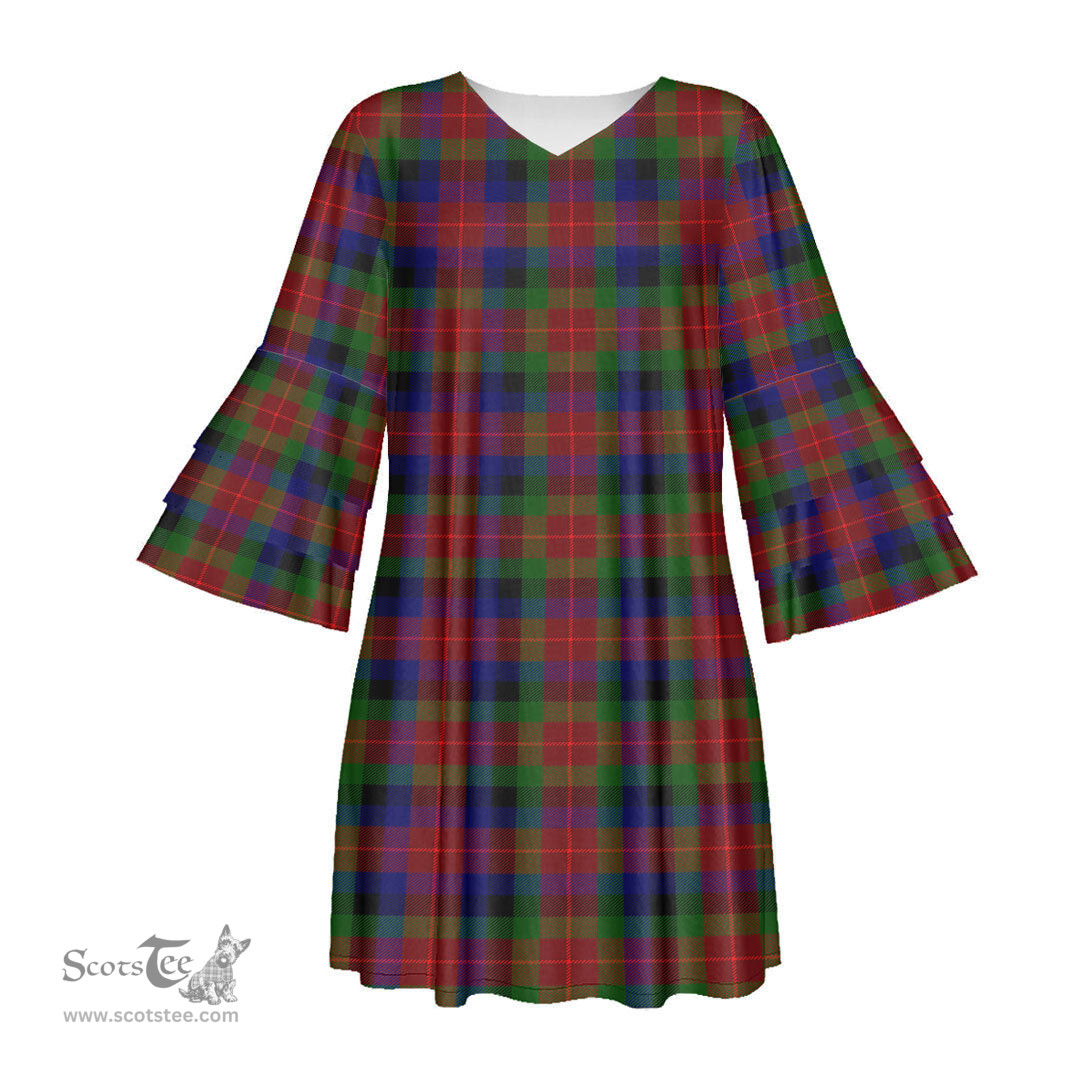 Scottish Tennant Tartan Womens Stacked Ruffle Sleeve Tartan Dress