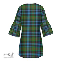 Scottish Newlands of Lauriston Tartan Womens Stacked Ruffle Sleeve Tartan Dress