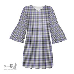 Scottish Sir Walter Scott Tartan Womens Stacked Ruffle Sleeve Tartan Dress