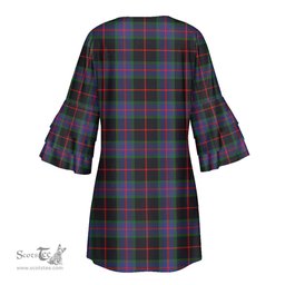 Scottish Nairn Tartan Womens Stacked Ruffle Sleeve Tartan Dress