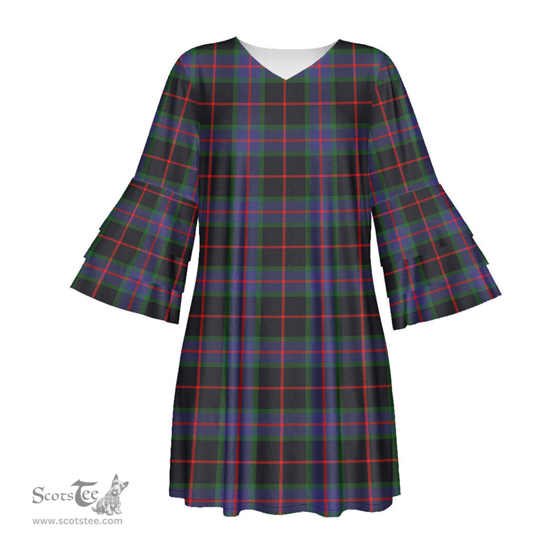 Scottish Nairn Tartan Womens Stacked Ruffle Sleeve Tartan Dress