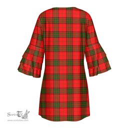 Scottish Maxwell Modern Clan Tartan Crest Womens Stacked Ruffle Sleeve Tartan Dress