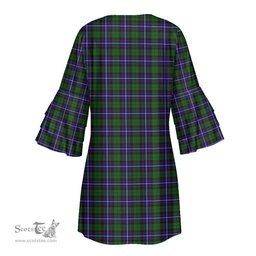Scottish Russell Modern Tartan Womens Stacked Ruffle Sleeve Tartan Dress