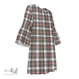 Scottish Stewart Dress Ancient Tartan Womens Stacked Ruffle Sleeve Tartan Dress