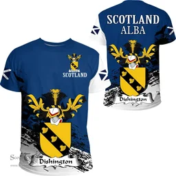 Scottish Dishington Clan Scottish Family Crest Scotland Alba Thistle T Shirt