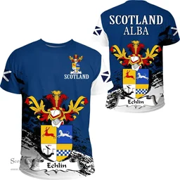 Scottish Echlin Clan Scottish Family Crest Scotland Alba Thistle T Shirt