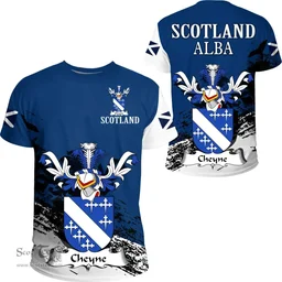 Scottish Cheyne Clan Scottish Family Crest Scotland Alba Thistle T Shirt