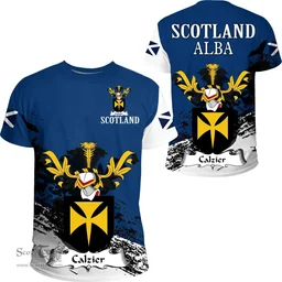 Scottish Calzier Clan Scottish Family Crest Scotland Alba Thistle T Shirt