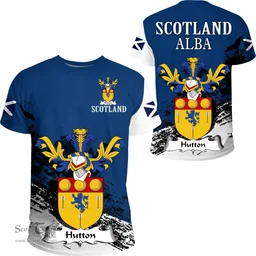Scottish Hutton Clan Scottish Family Crest Scotland Alba Thistle T Shirt