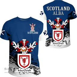 Scottish MacCleish Clan Scottish Family Crest Scotland Alba Thistle T Shirt