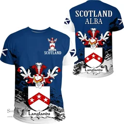 Scottish Langlands Clan Scottish Family Crest Scotland Alba Thistle T Shirt