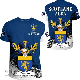 Scottish Ponton Clan Scottish Family Crest Scotland Alba Thistle T Shirt