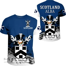 Scottish St. Michael Clan Scottish Family Crest Scotland Alba Thistle T Shirt