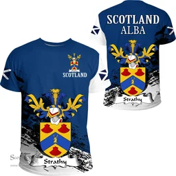 Scottish Strathy Clan Scottish Family Crest Scotland Alba Thistle T Shirt