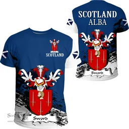 Scottish Sword Clan Scottish Family Crest Scotland Alba Thistle T Shirt