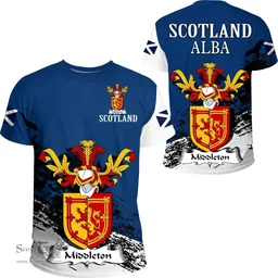 Scottish Middleton Clan Scottish Family Crest Scotland Alba Thistle T Shirt