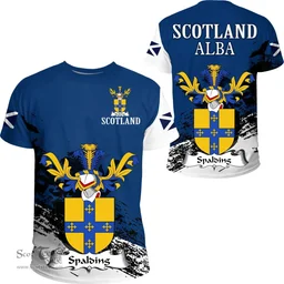 Scottish Spalding Clan Scottish Family Crest Scotland Alba Thistle T Shirt
