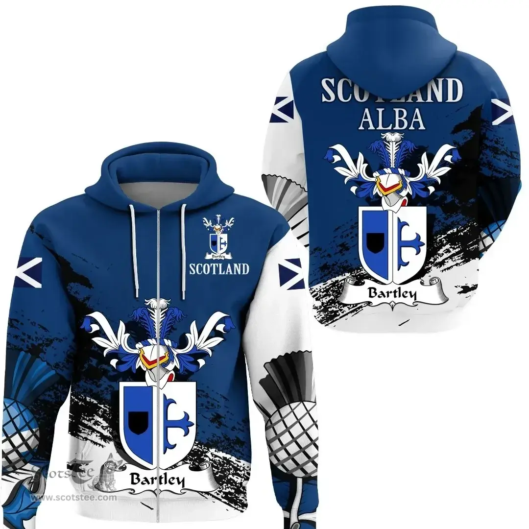 Scottish Bartley Clan Scottish Family Crest Scotland Alba Thistle Hoodie