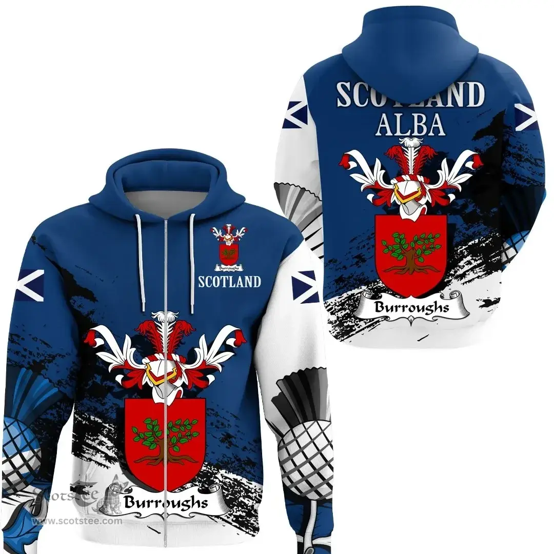 Scottish Burroughs Clan Scottish Family Crest Scotland Alba Thistle Hoodie