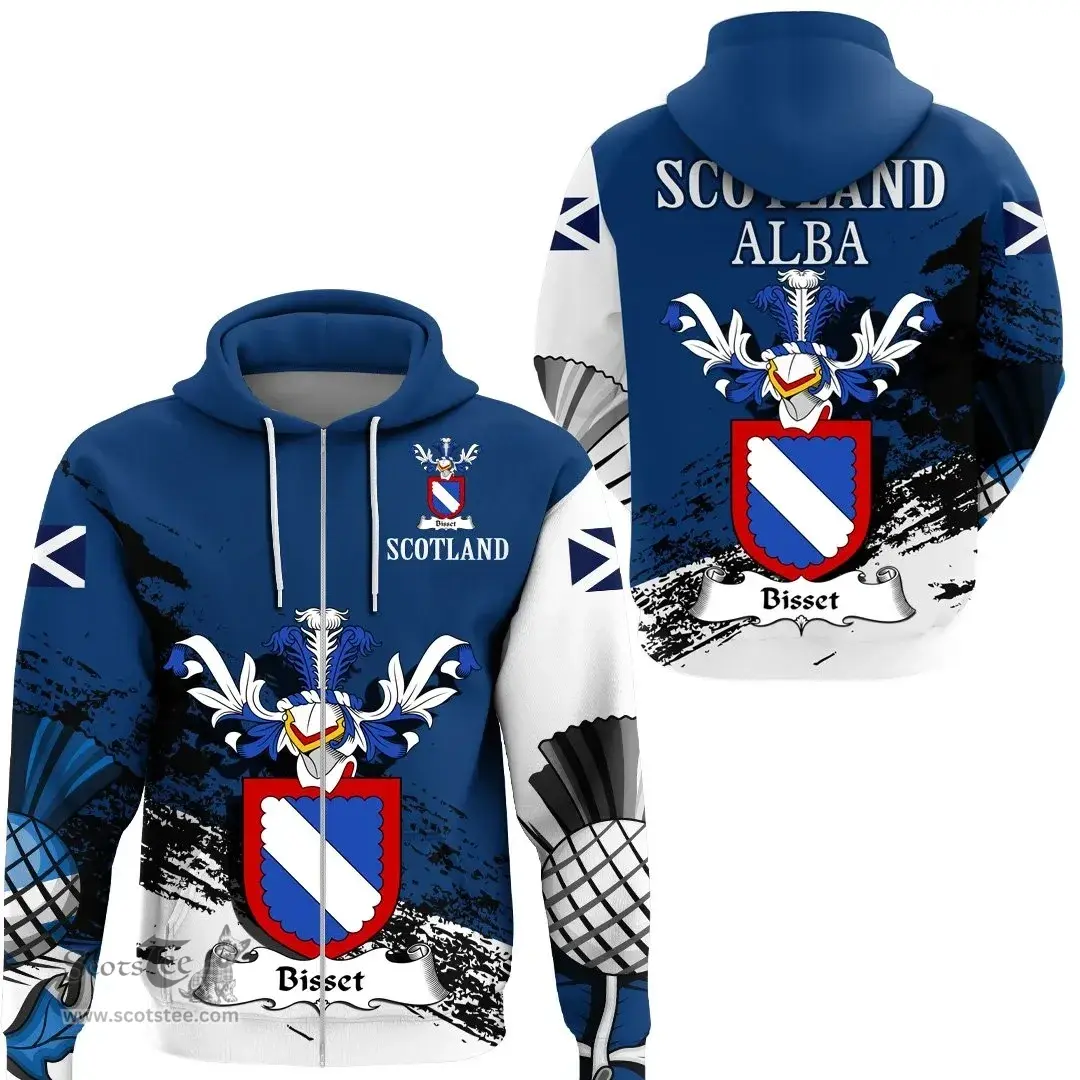 Scottish Bisset Clan Scottish Family Crest Scotland Alba Thistle Hoodie