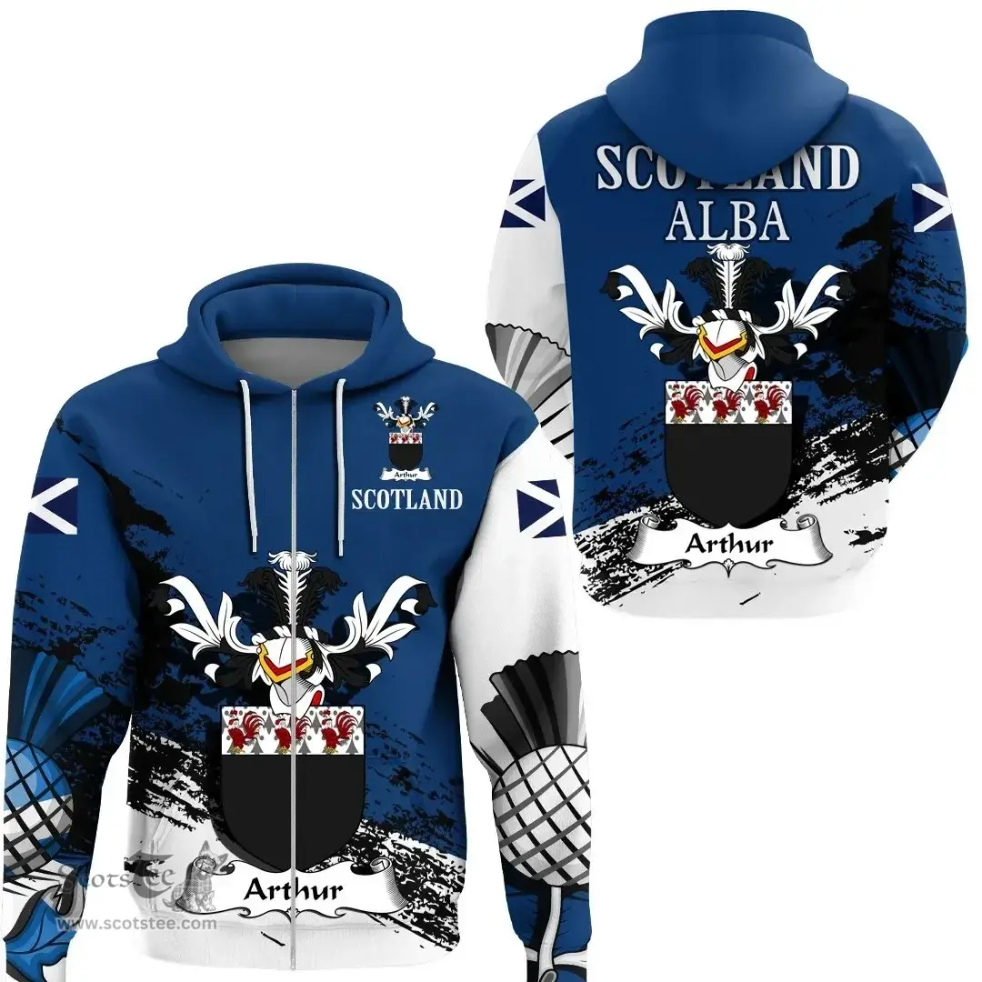 Scottish Arthur Clan Scottish Family Crest Scotland Alba Thistle Hoodie