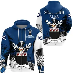 Scottish Arthur Clan Scottish Family Crest Scotland Alba Thistle Hoodie
