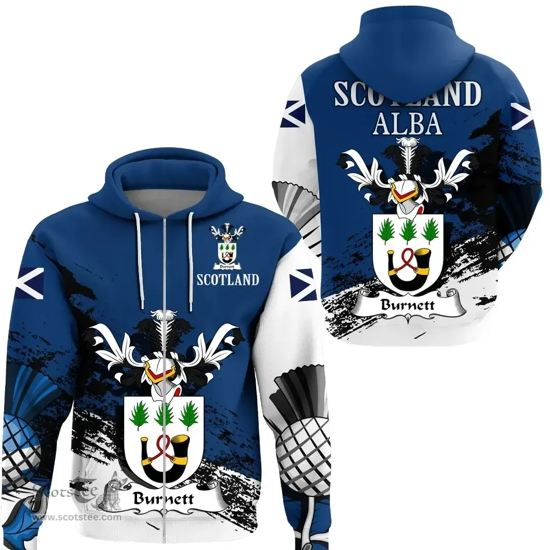 Scottish Burnett Clan Scottish Family Crest Scotland Alba Thistle Hoodie
