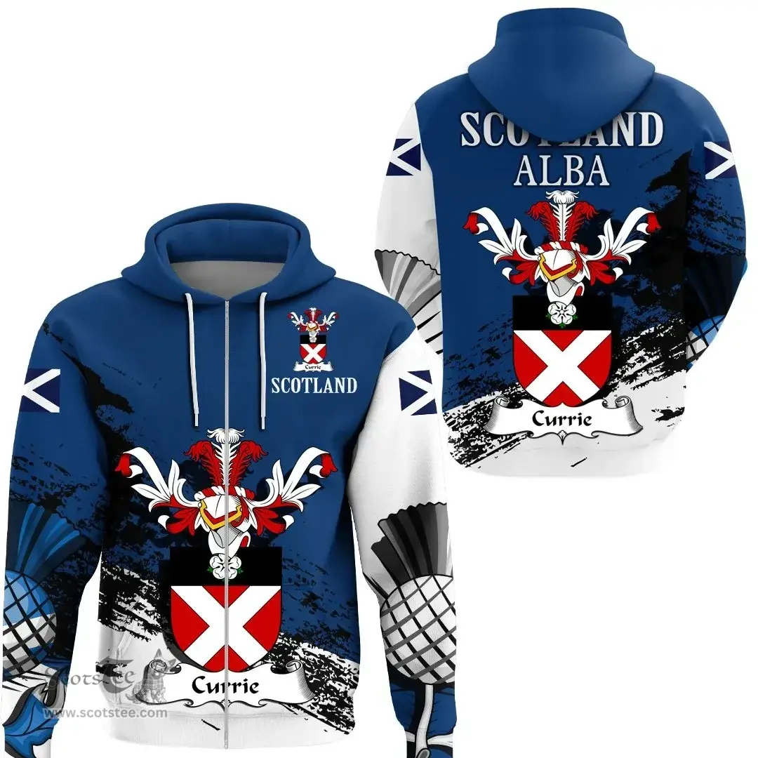 Scottish Currie Clan Scottish Family Crest Scotland Alba Thistle Hoodie