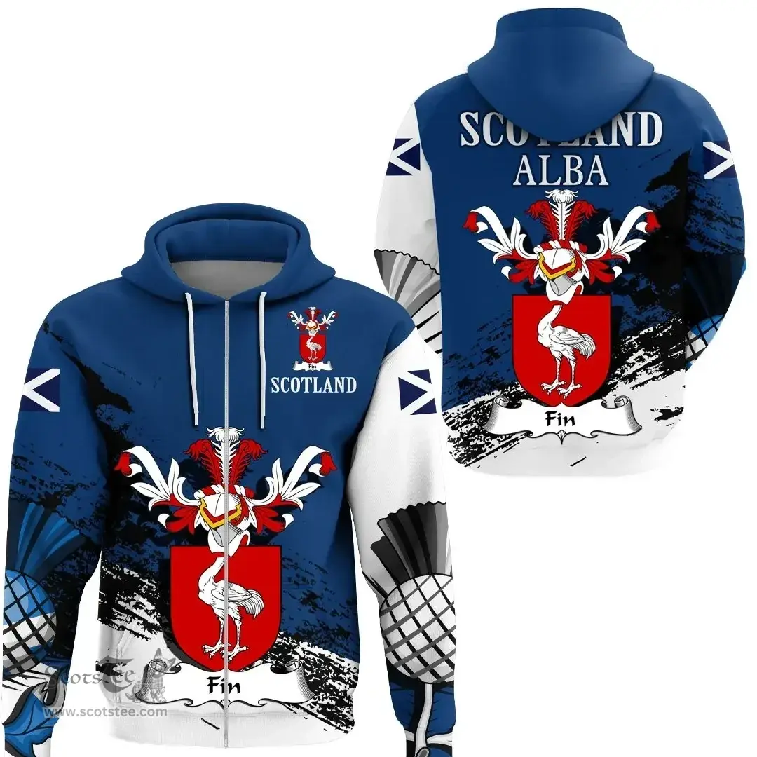 Scottish Fin Clan Scottish Family Crest Scotland Alba Thistle Hoodie