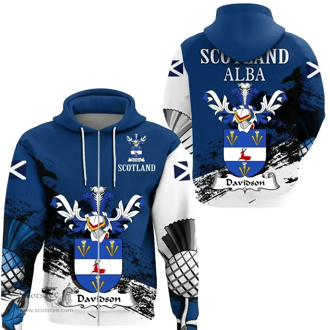 Scottish Davidson Clan Scottish Family Crest Scotland Alba Thistle Hoodie