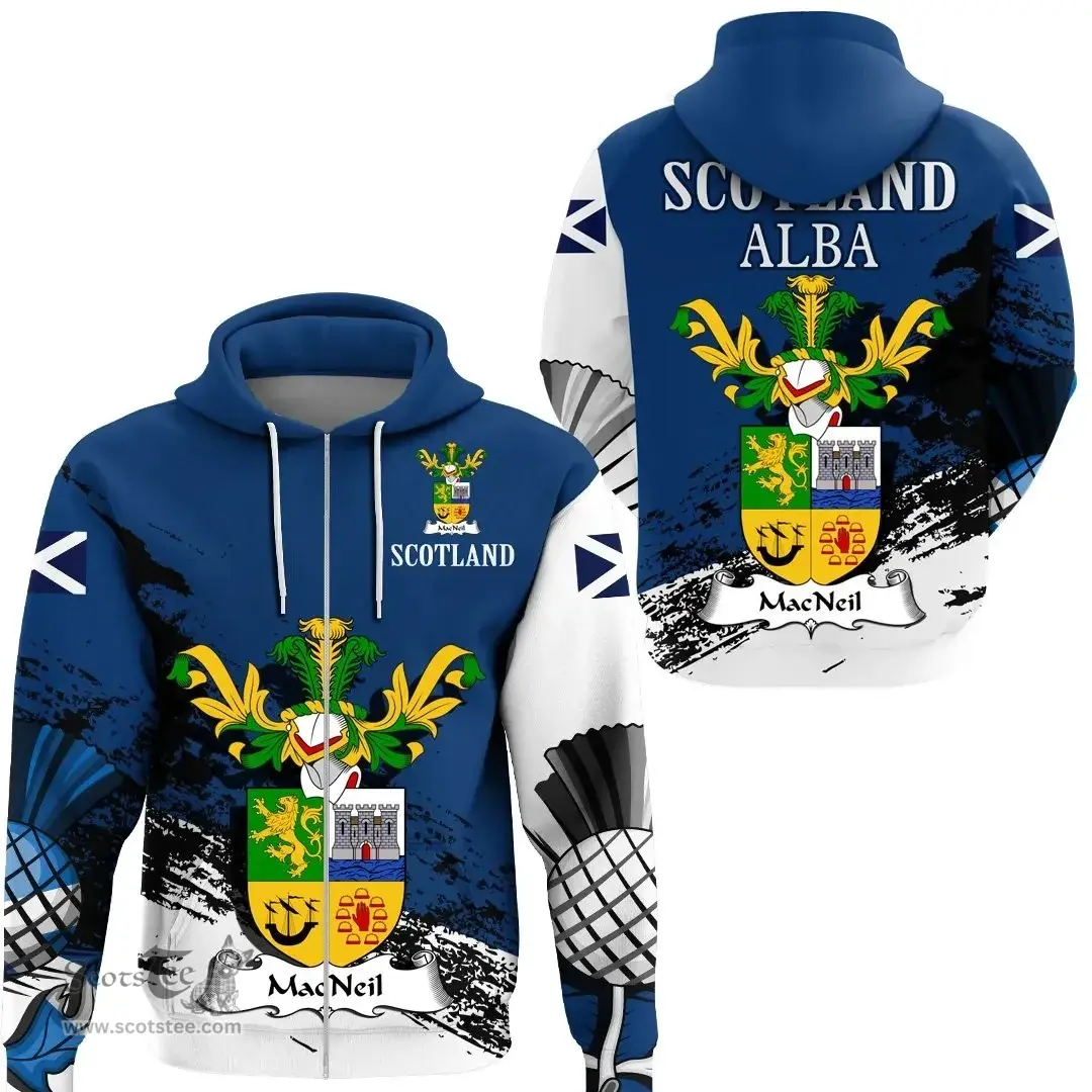 Scottish MacNeil or MacNeill Clan Scottish Family Crest Scotland Alba Thistle Hoodie