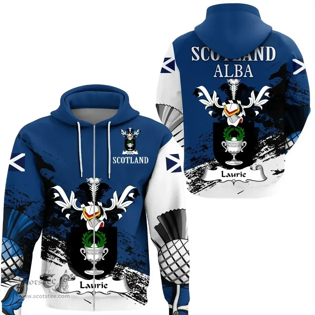 Scottish Laurie or Lawrie Clan Scottish Family Crest Scotland Alba Thistle Hoodie
